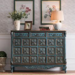 Большой комод для обуви Cilan, античный синий