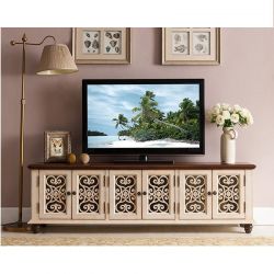 ТВ-тумба Cilan, ретро белый, ажурные двери