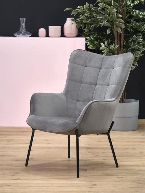 Кресло Halmar CASTEL (светло-серый/черный)