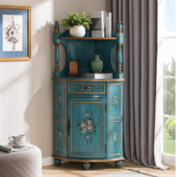 Угловой стеллаж Cilan, 145, голубой с росписью