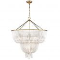 Большая золотая люстра “Бувье” с белыми бусами