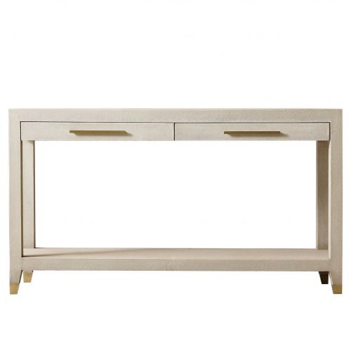 Консоль "Мередит" с шагреневой кожей. Бежевая