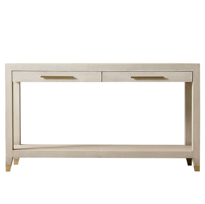 Консоль "Мередит" с шагреневой кожей. Бежевая