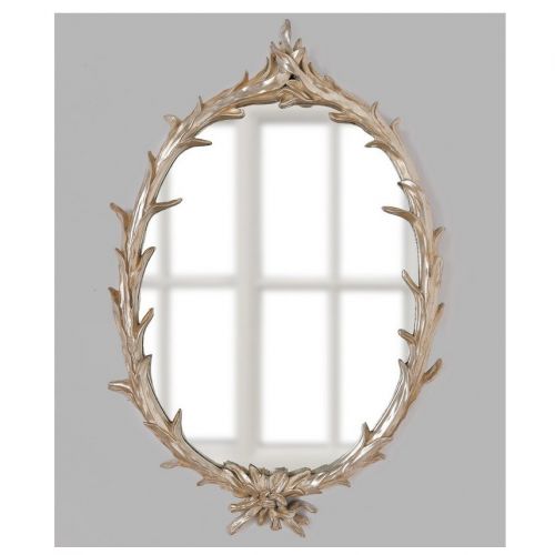 Настенное зеркало в овальной раме "Буа" Серебро