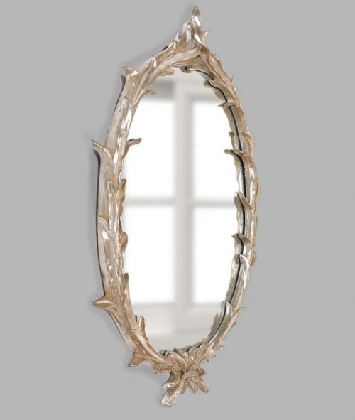 Настенное зеркало в овальной раме &quot;Буа&quot; Серебро