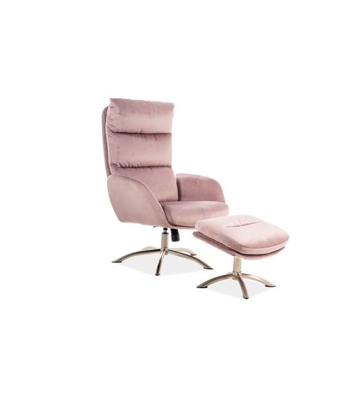 Комплект Signal MONROE VELVET BLUVEL 52, кресло+подставка для ног (античный розовый)