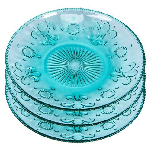 Тарелки «Королевская лилия» (3 штуки, аквамарин)