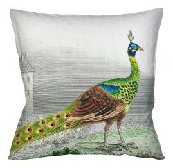 Интерьерная подушка «Величественно окрашенный портрет павлина» (версия 5)