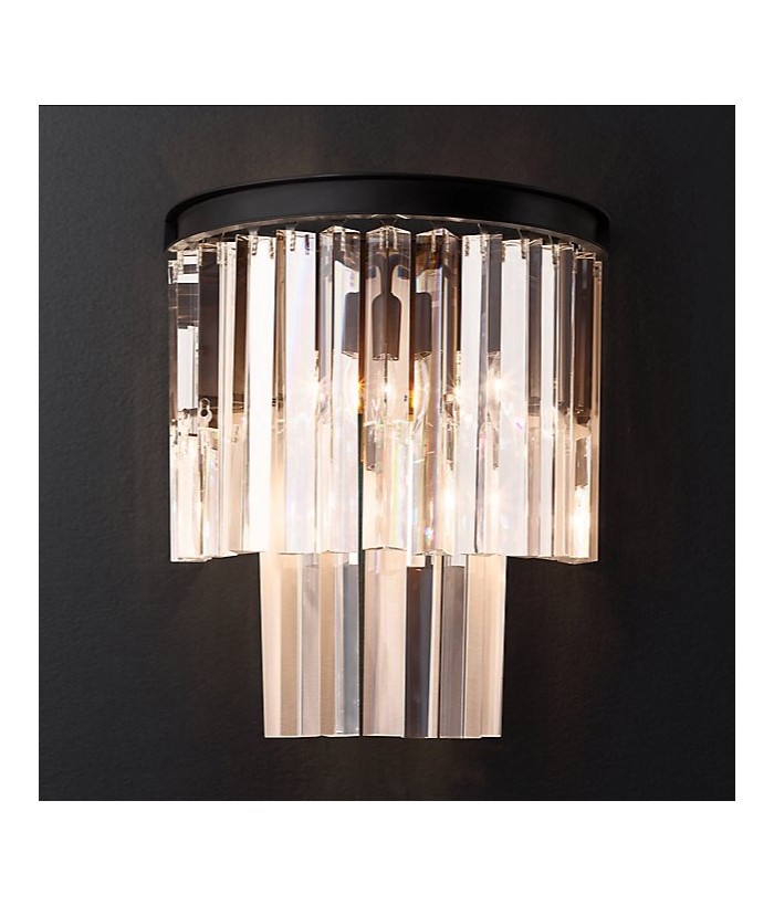 Бра Restoration Hardware 1920s Odeon Clear Glass Fringe Sconce Grey Iron