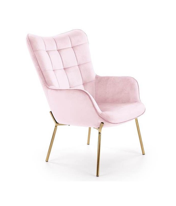 Кресло Halmar CASTEL 2 (светло-розовый/золотой)