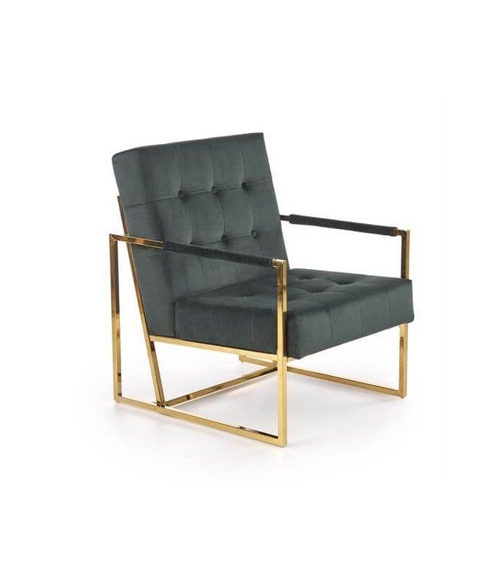 Кресло Halmar PRIUS (темно-зеленый/золотой)