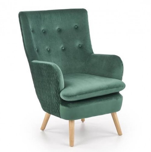 Кресло Halmar RAVEL (темно-зеленый/натуральный)