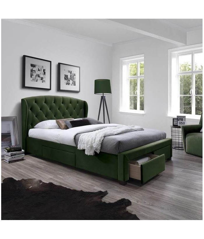 Кровать Halmar SABRINA (темно-зеленый) 160/200