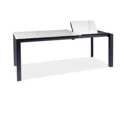 Стол обеденный Signal METROPOL CERAMIC раздвижной (эффект белого мрамора/черный мат)