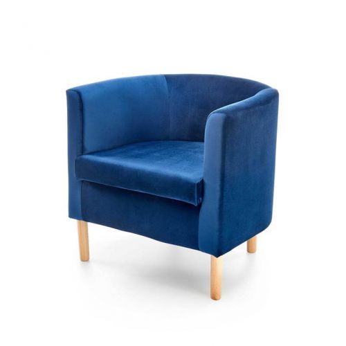 Кресло Halmar CLUBBY 2 (темно-синий/натуральный)