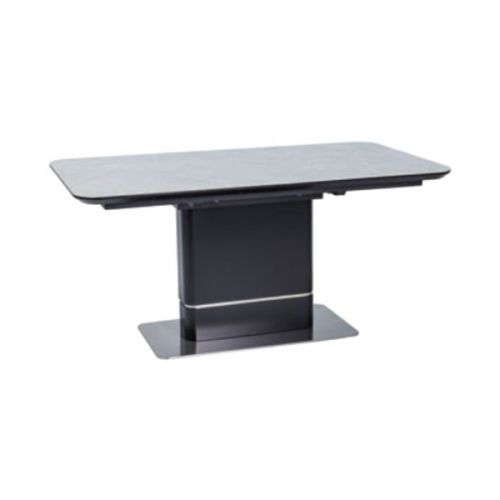 Стол обеденный Signal PALLAS Ceramic 160 раскладной (серый мрамор/черный матовый)