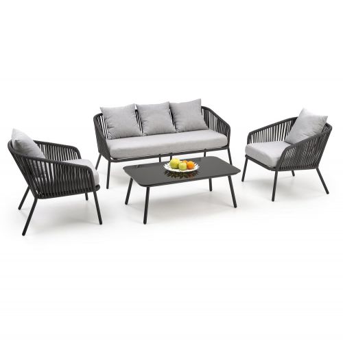 Комплект Halmar ROCCA диван + 2 кресла + стол (темно-серый/светло-серый)