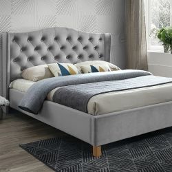 Кровать Signal ASPEN VELVET BLUVEL03 (светло-серый/дуб) 160/200