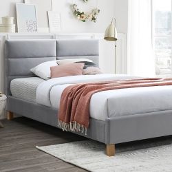 Кровать Signal SIERRA VELVET BLUVEL03 (светло-серый/дуб) 160/200