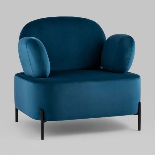 Кресло Кэнди с подлокотниками велюр синий