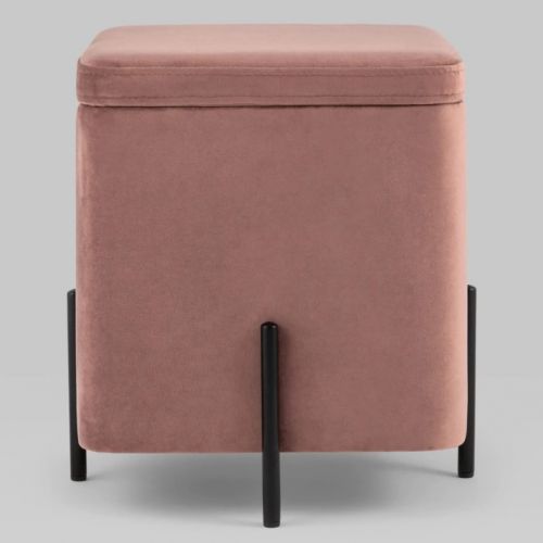 Пуф Грейс квадрат с ящиком велюр пыльно-розовый