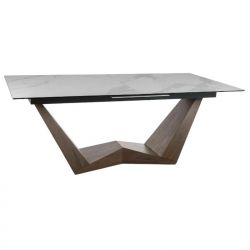 Стол обеденный Signal BONUCCI Ceramic 200 раскладной (Statuario Venato белый/орех)