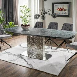 Стол обеденный Signal MONCLER Ceramic 160 раскладной (Verde Alpi морской/сталь)