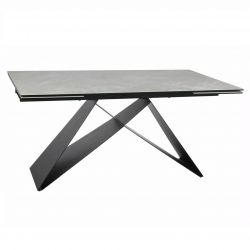 Стол обеденный Signal WESTIN Ceramic 160 раскладной (Diamond Cream кремовый/черный мат)