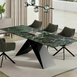 Стол обеденный Signal WESTIN Ceramic 160 раскладной (Verde Alpi морской/черный мат)