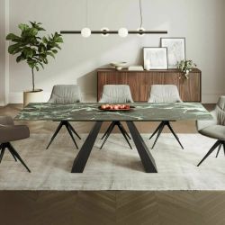 Стол обеденный Signal SALVADORE Ceramic 160 раскладной (Verde Alpi морской/черный мат)