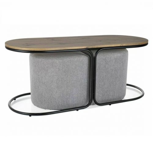 Комплект Signal DUAL, стол журнальный + 2 пуфа (дуб артизан/черный/серый)